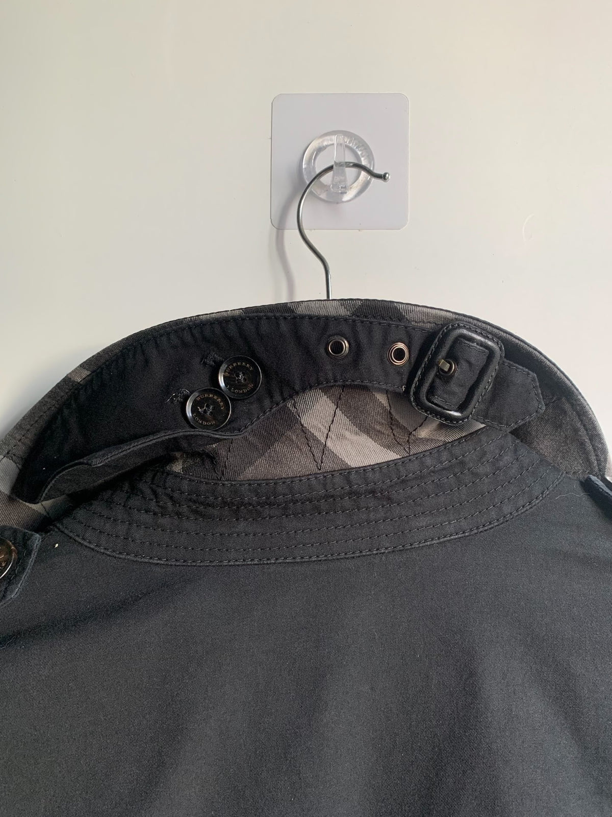 Burberry Black Leather-Panel Trench Coat