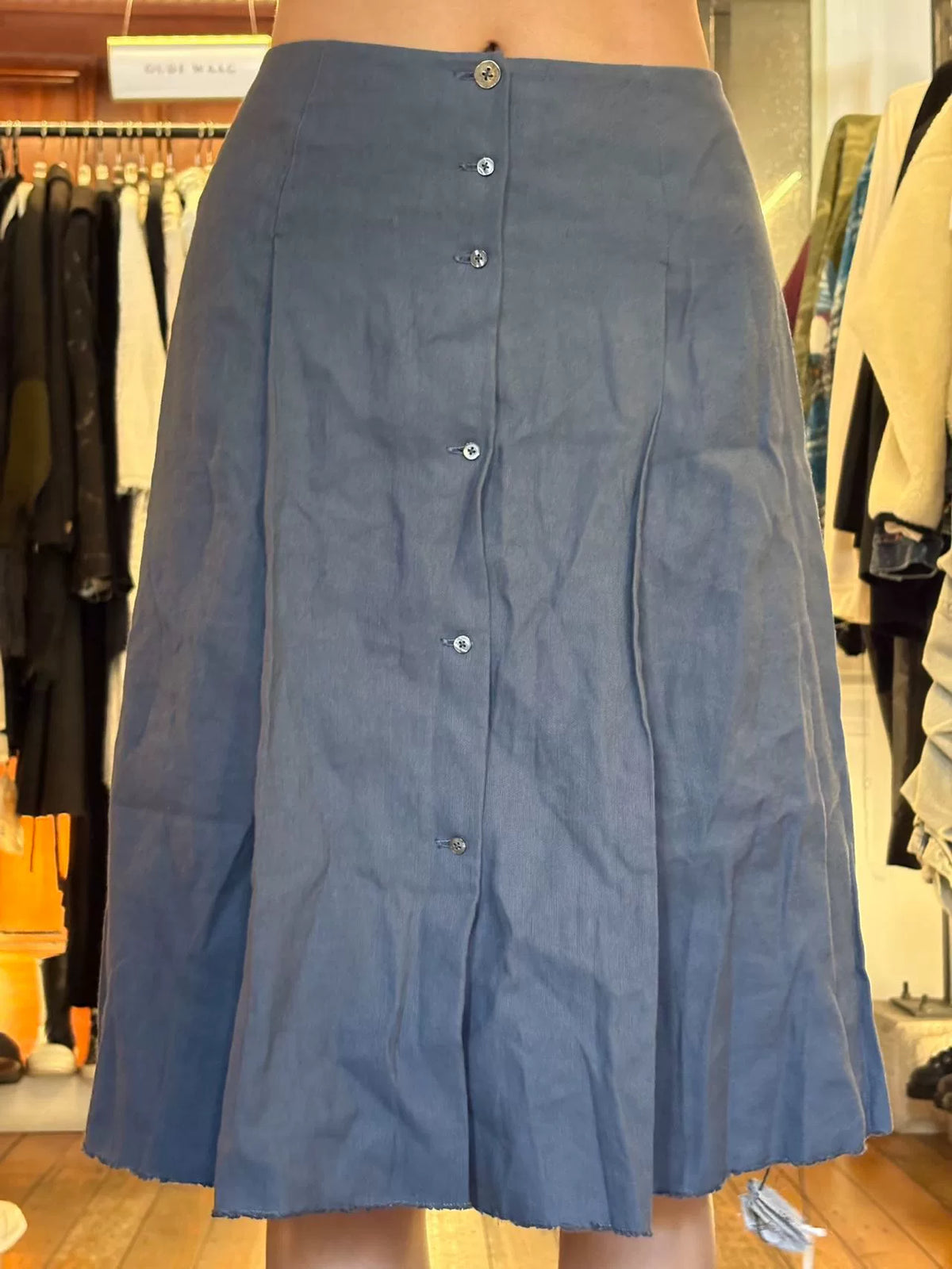 M.A+ SS16 Avion Blue 8 Pleats Linen Skirt