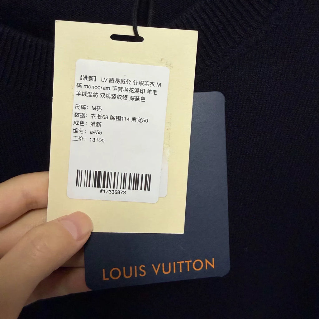 Louis Vuitton Monogram All-Over Print Wool Navy Knit Sweater