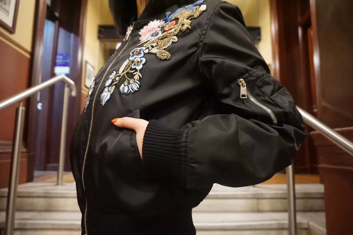 Alexander McQueen FW17 Black Medieval Qilin Floral Gold Thread Embroidered Hossu Jacket