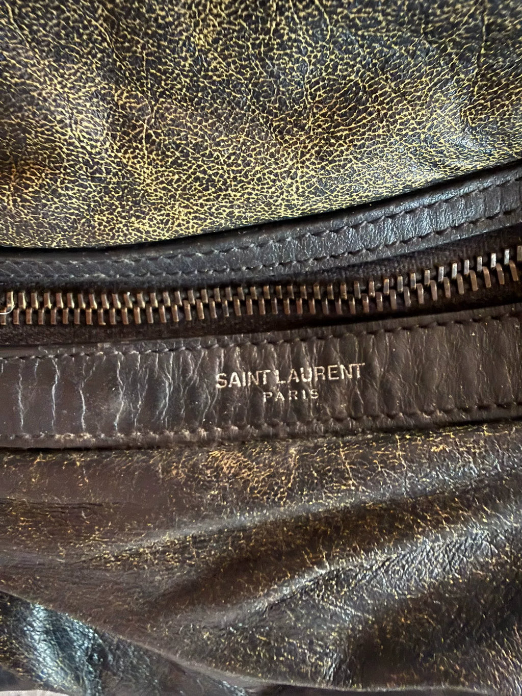 Saint Laurent Paris 16AW Black Washed Distressed Calfskin Backpack by Hedi Slimane