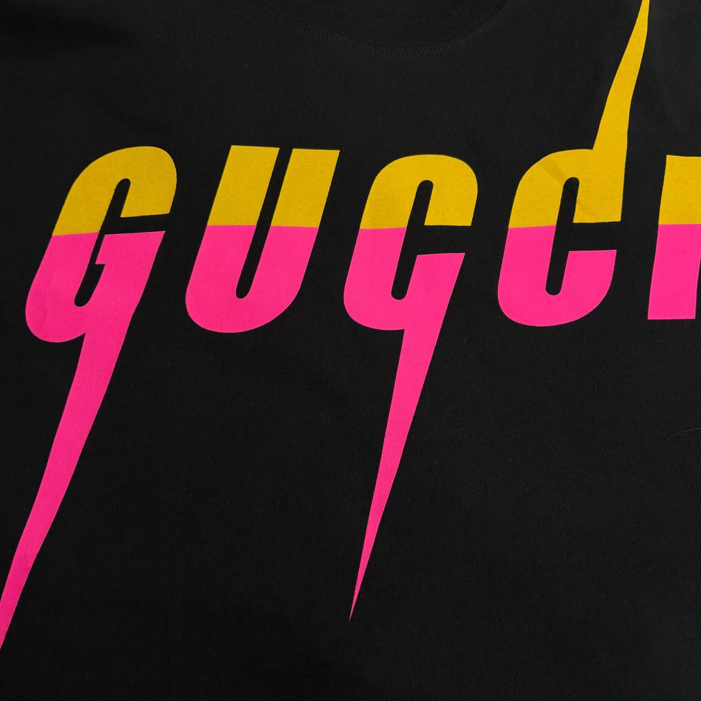 Gucci Lightning Blade Logo Letter Short-Sleeve T-Shirt