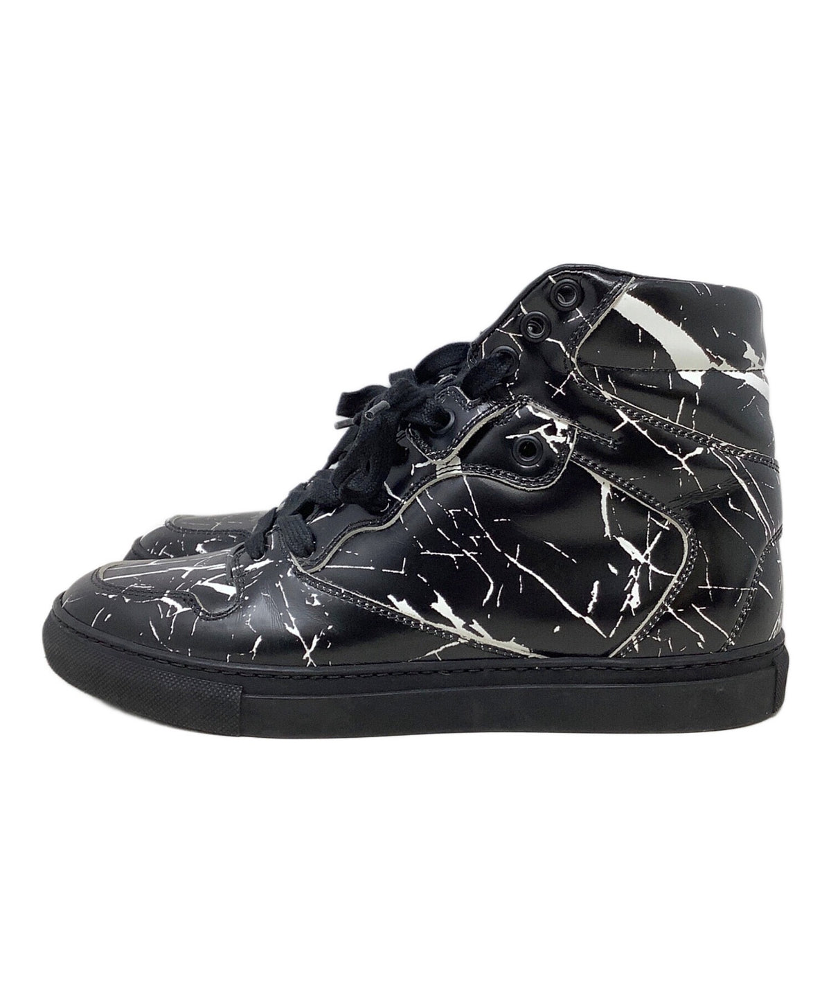 Balenciaga Arena Black Marble Print High Top Sneakers