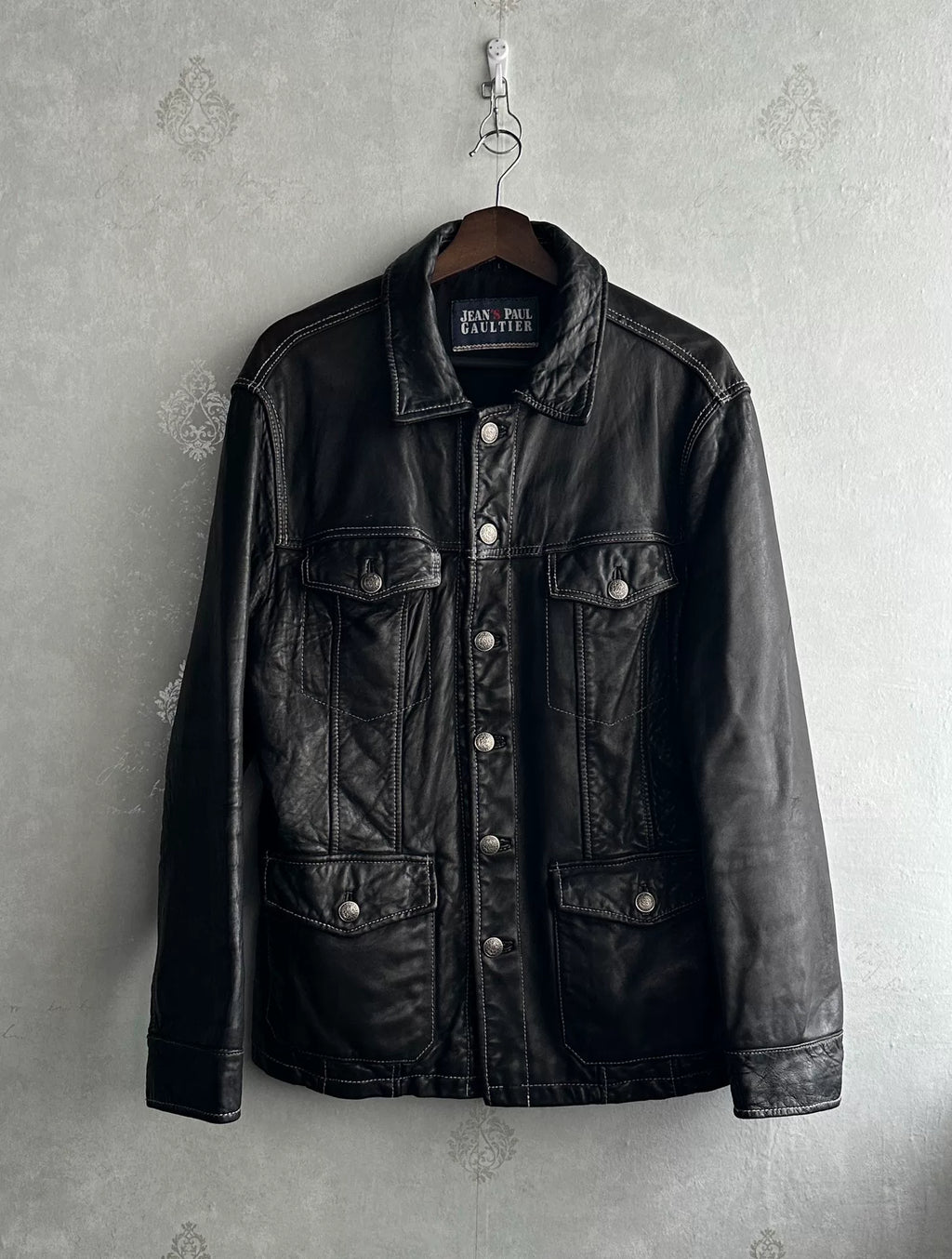 Jean Paul Gaultier 90s Contrast Stitching Leather Jacket
