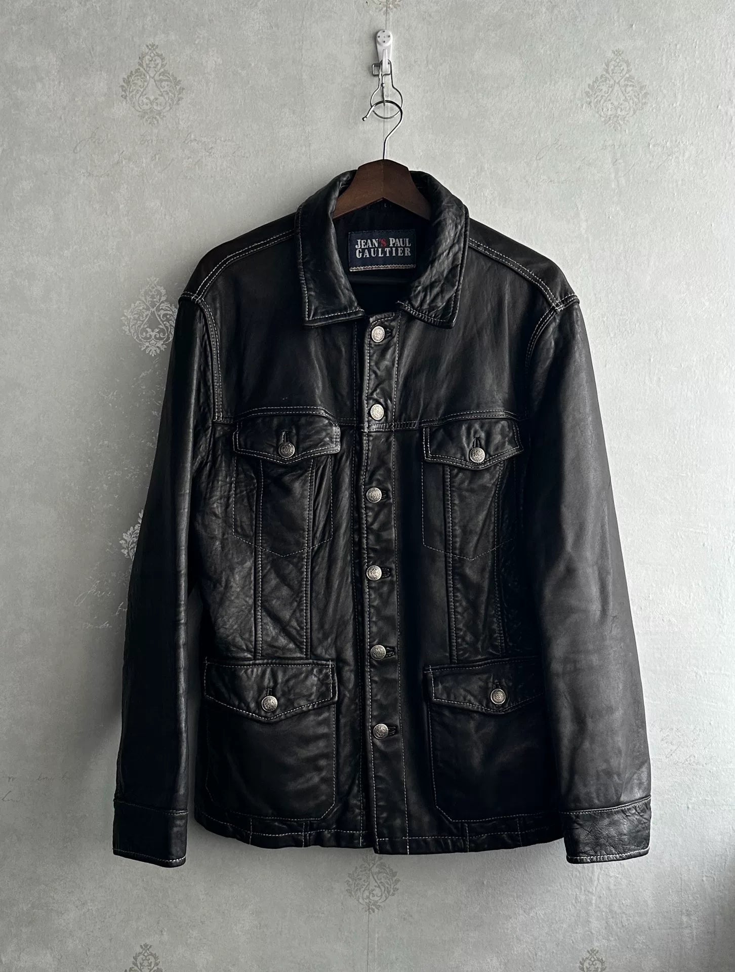 Jean Paul Gaultier 90s Contrast Stitching Leather Jacket