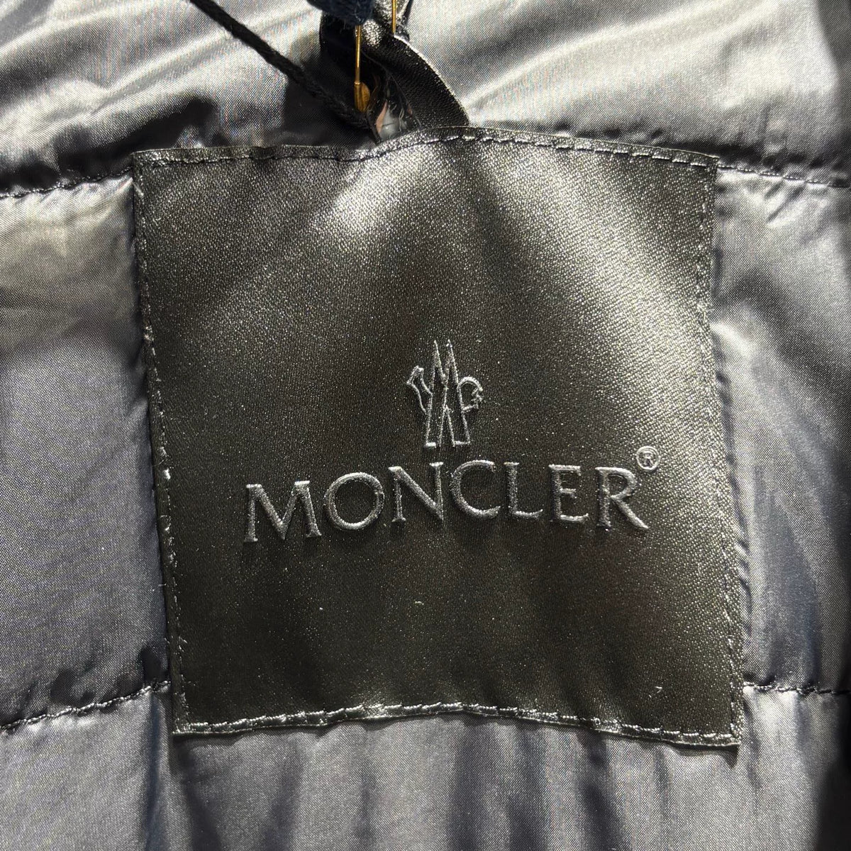 Moncler Olive Arm Logo Zip-Up Polyester Down Jacket