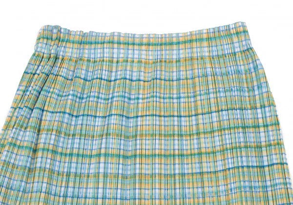 Issey Miyake Vintage Green Plaid Pleated Skirt