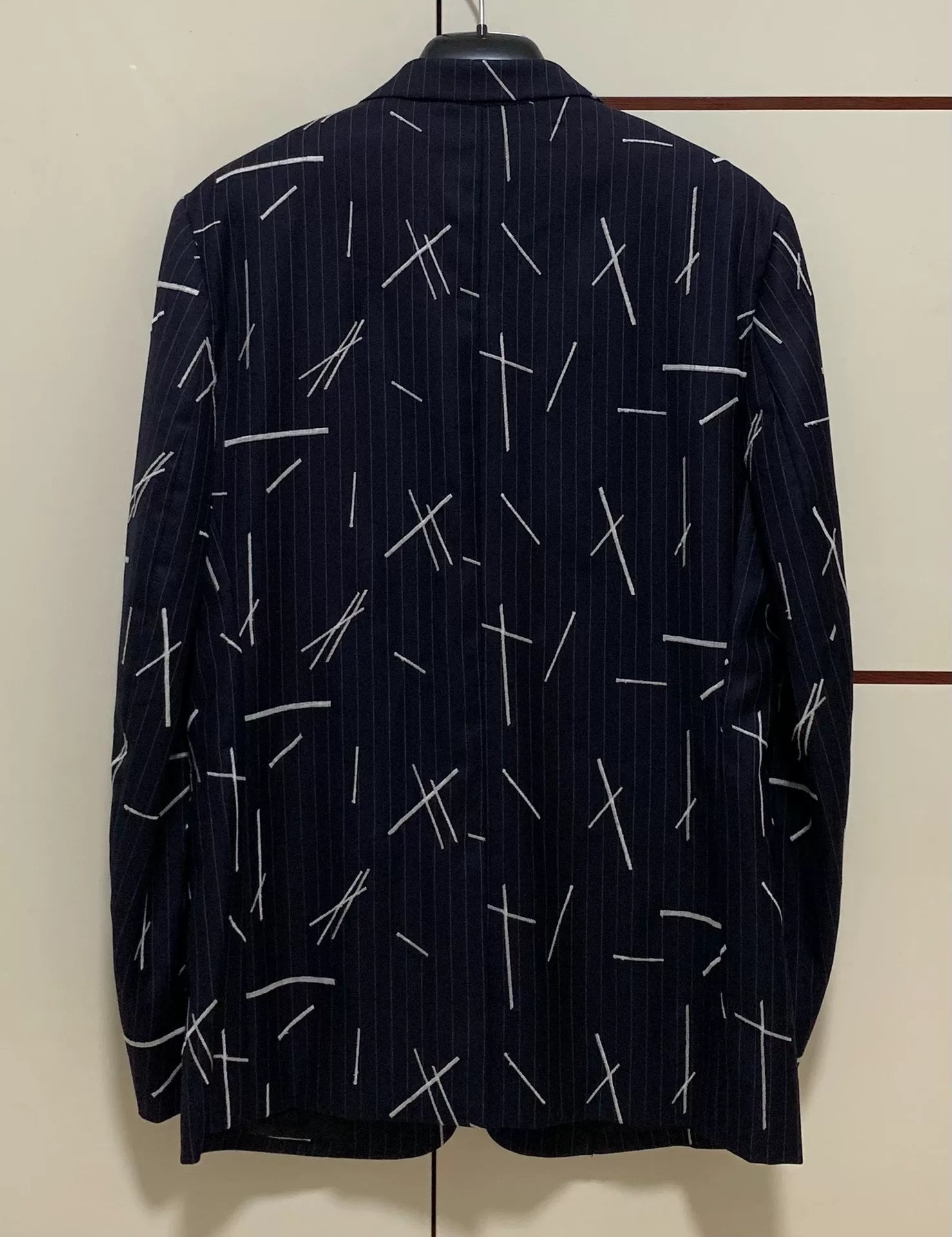 Dior Homme 14FW 15SS Runway Navy Embroidered Wool White Suit