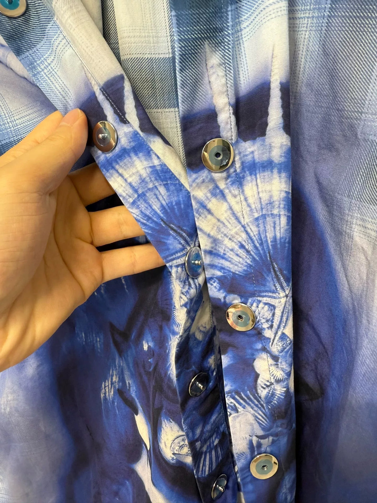 Burberry Ink Blue Ocean Pattern Shirt