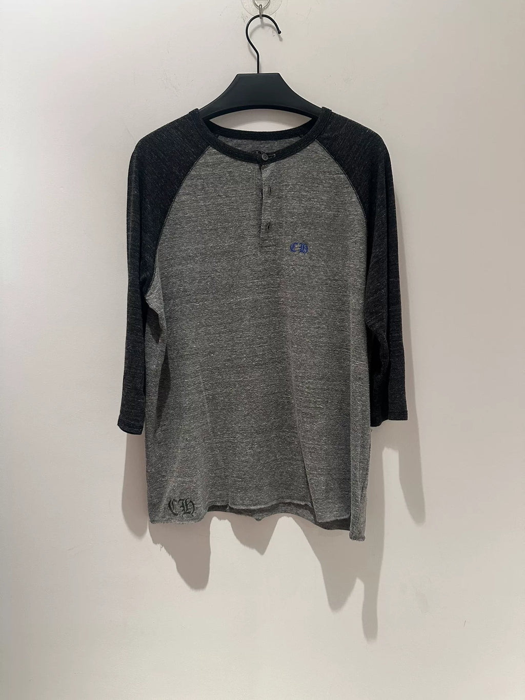 Chrome Hearts Sanskrit Blue Ring Cross Flower 3/4 Sleeve Top