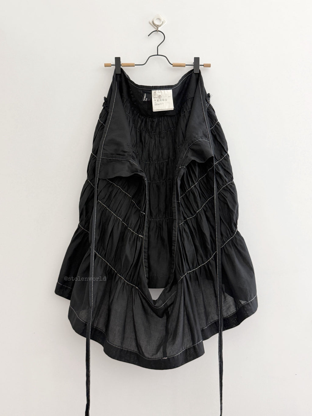 Comme Des Garcons Cotton Linen Ruched Tie-Wrap Silver Skirt - Devines