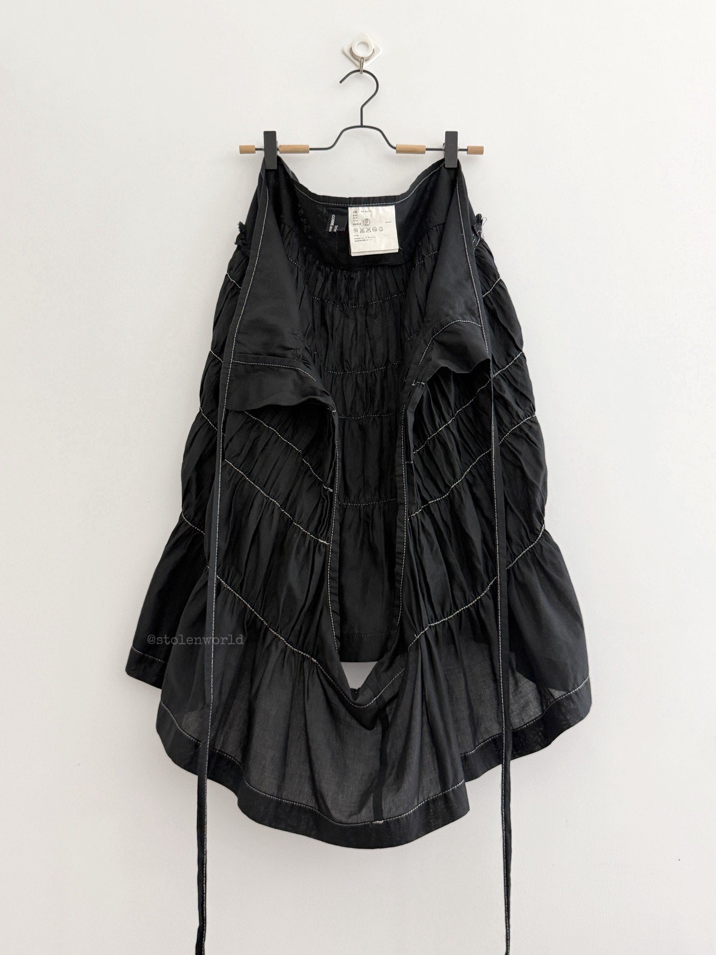Comme Des Garcons Cotton Linen Ruched Tie-Wrap Silver Skirt - Devines