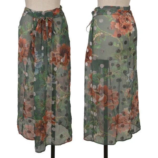 Yohji Yamamoto Floral Polka Dot Print Wrap Skirt