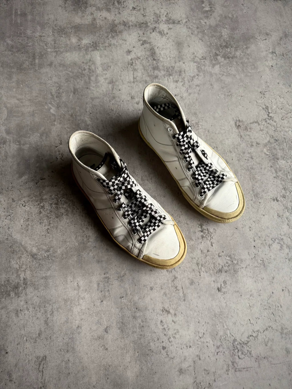 Saint Laurent 16SS SL/37M Checkered Lace Rivet High-Top Sneakers by Hedi Slimane