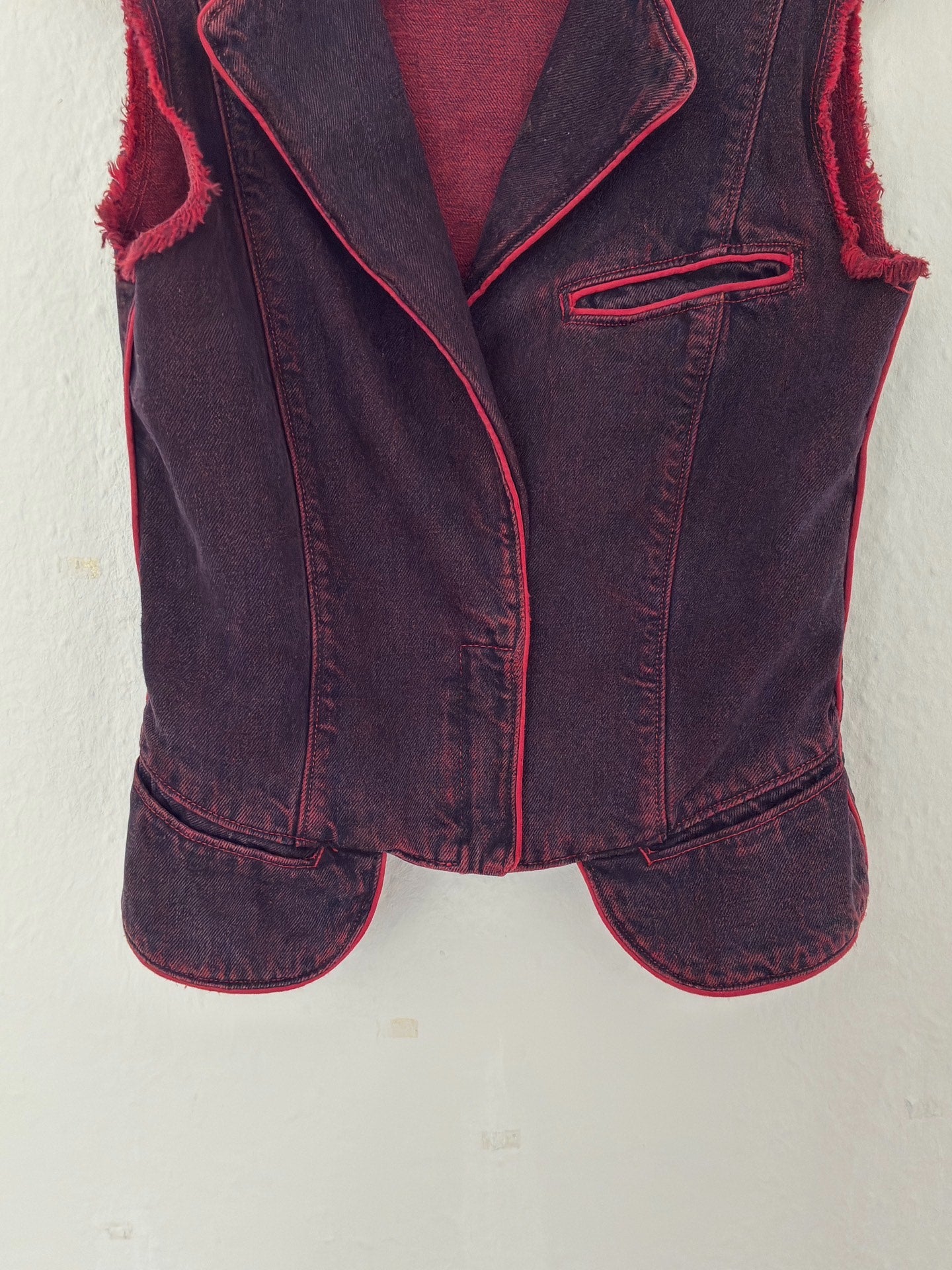 Maison Martin Margiela Red Brushed Denim Vest
