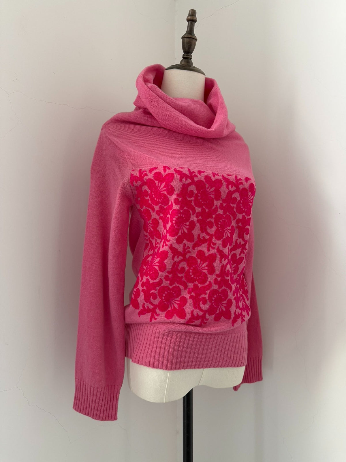 Comme Des Garcons Rei Kawakubo 1999 pink fleece floral pullover sweater