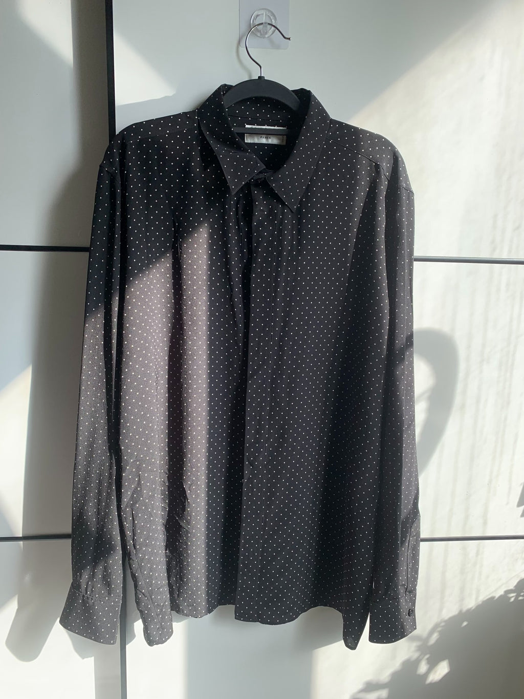 Saint Laurent Black Polka Dot Collared Shirt