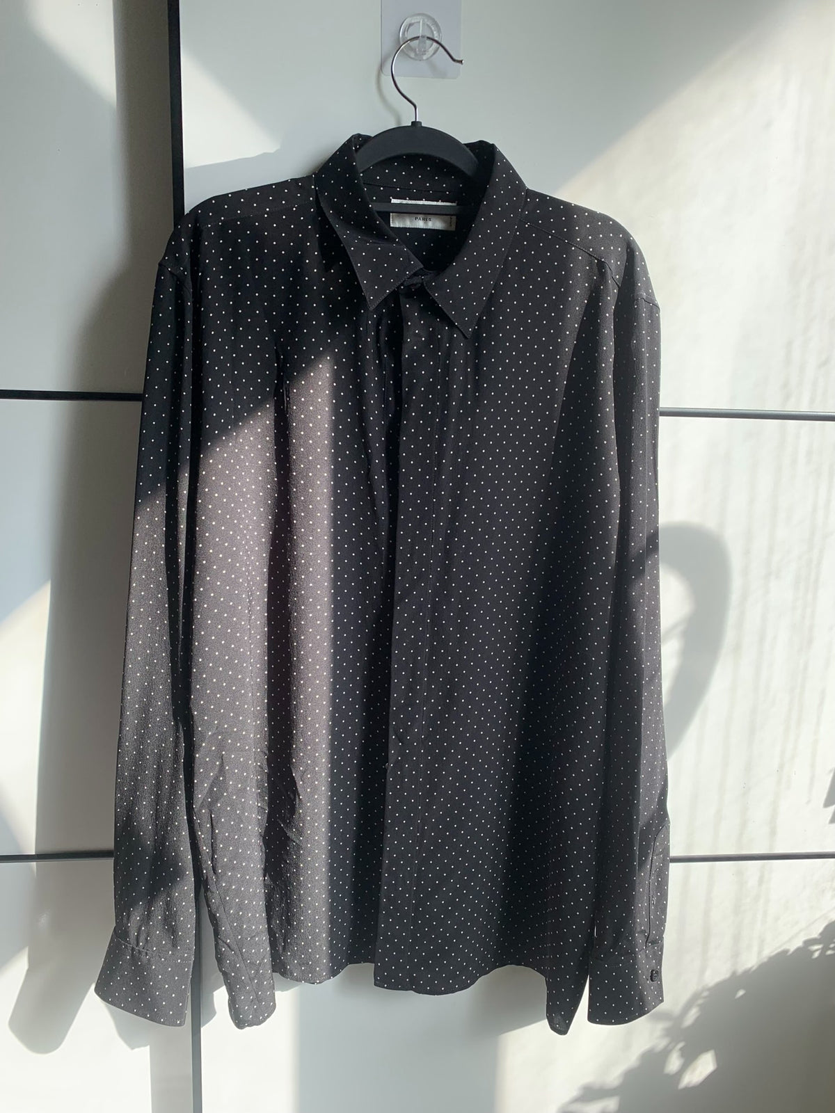 Saint Laurent Black Polka Dot Collared Shirt