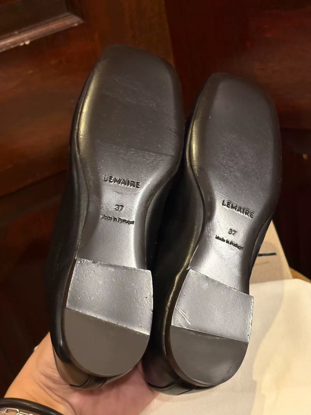 Lemaire SS24 Black Ouris Flat Classic Derby Lambskin Flats