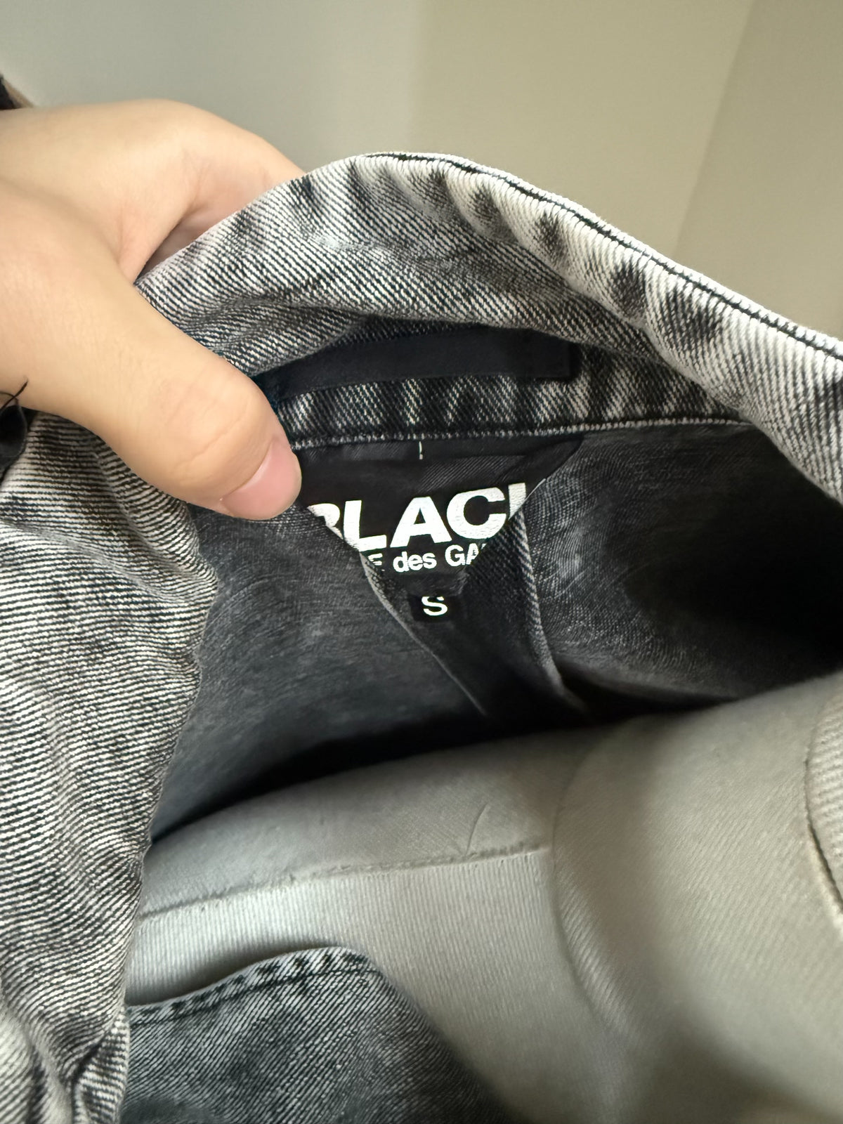 Comme des Garçons Black Washed Grey Denim Suit Jacket