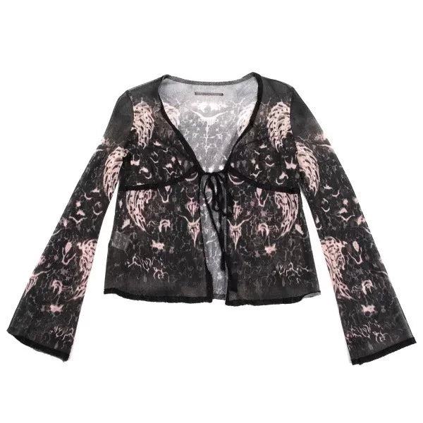 Jean Paul Gaultier Vintage Dark Floral Mesh Cardigan