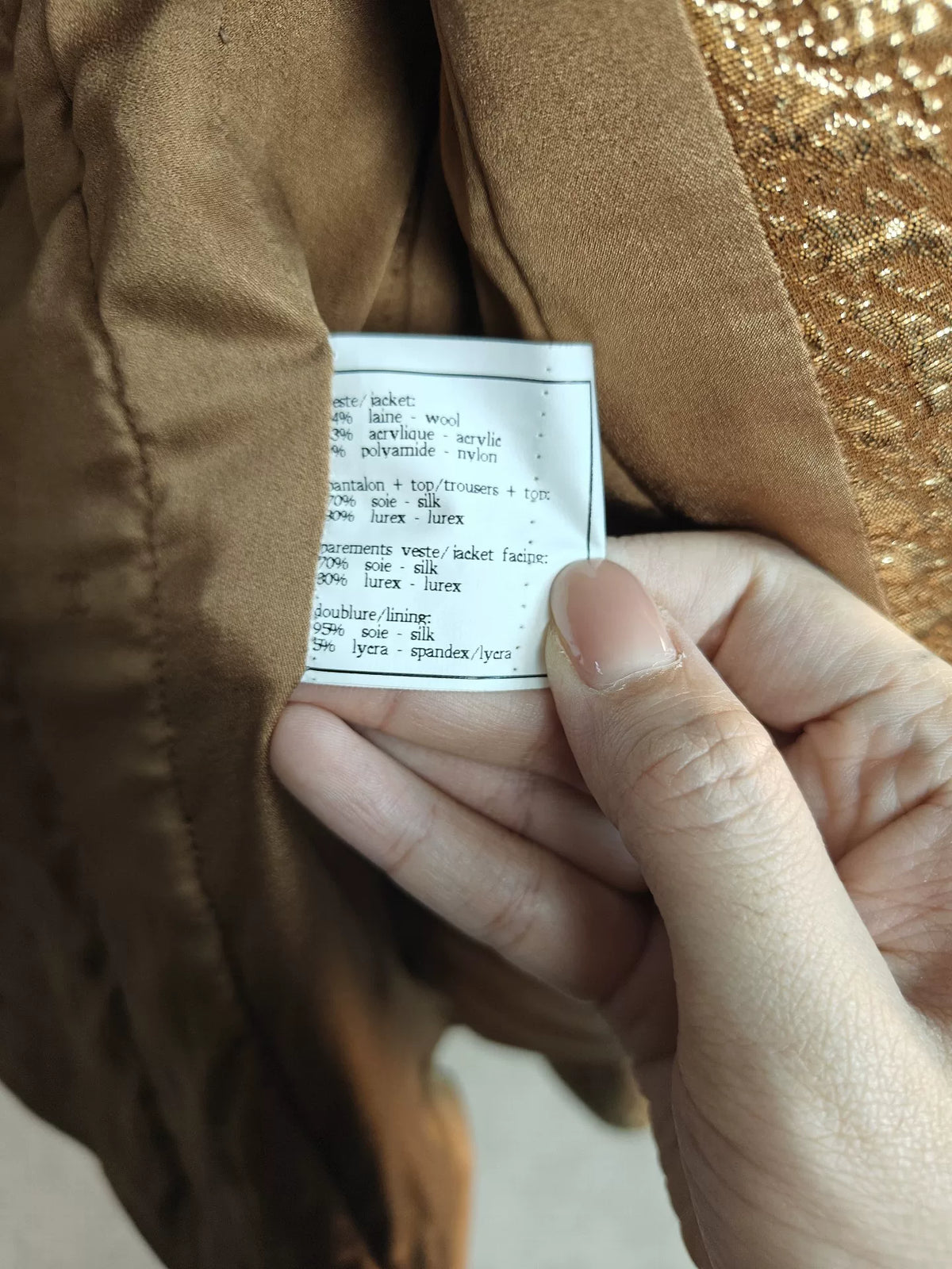 Chanel Gold Brown Gem Button Jacket