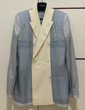 Dior Men 19SS Runway Peak Lapel Striped Color-Block Silk Wool Suit