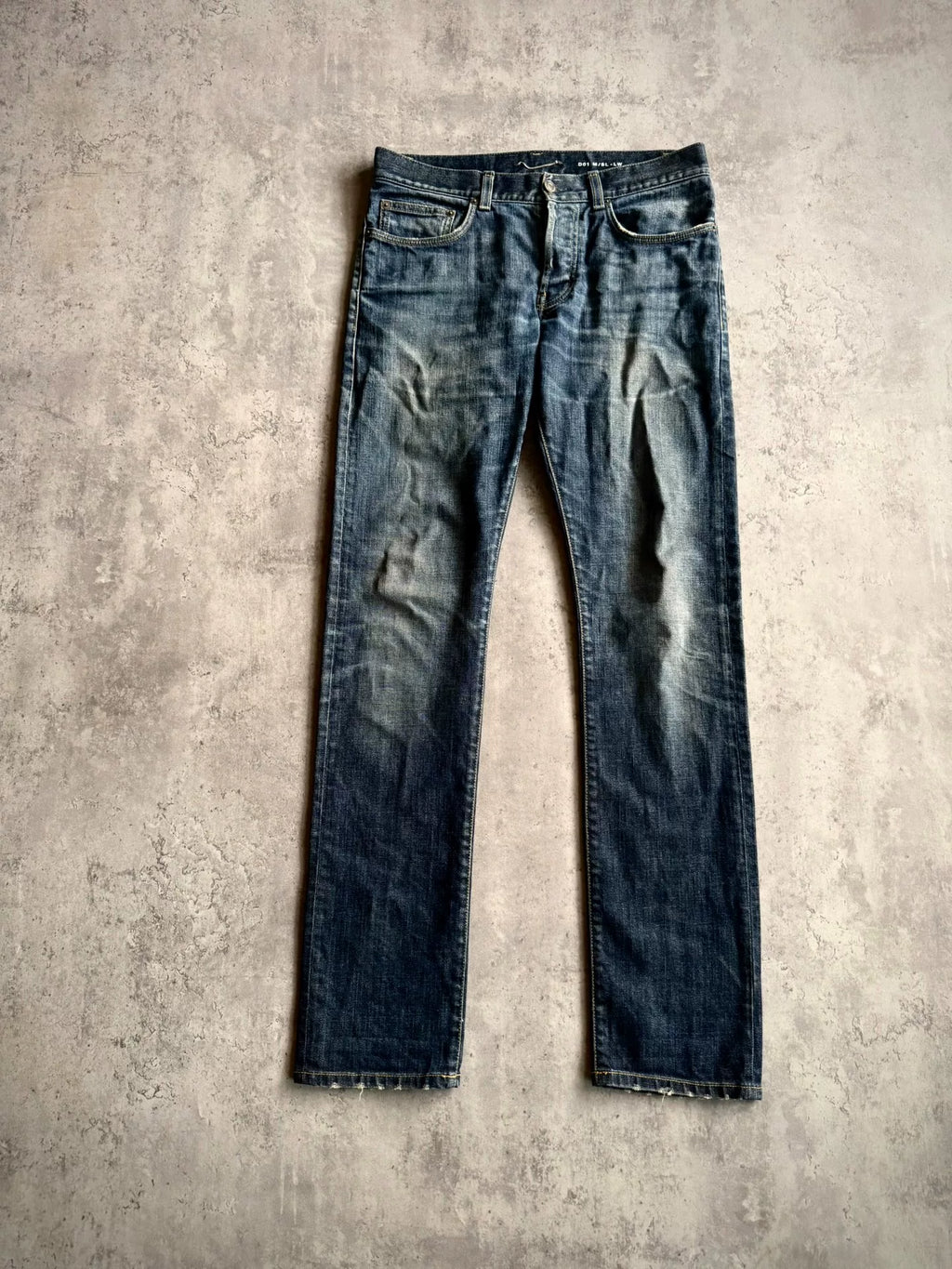 Saint Laurent 13AW D01 Blue Washed Distressed Denim Jeans by Hedi Slimane
