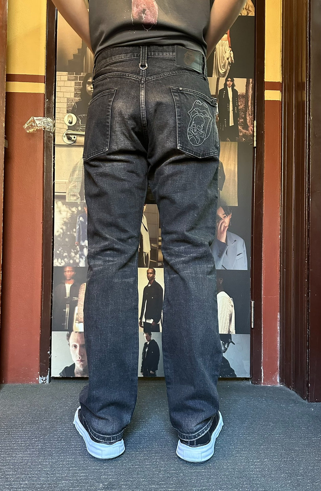 mastermind Japan × Theater8 Rolling Stone Black Washed Cotton Spandex Jeans