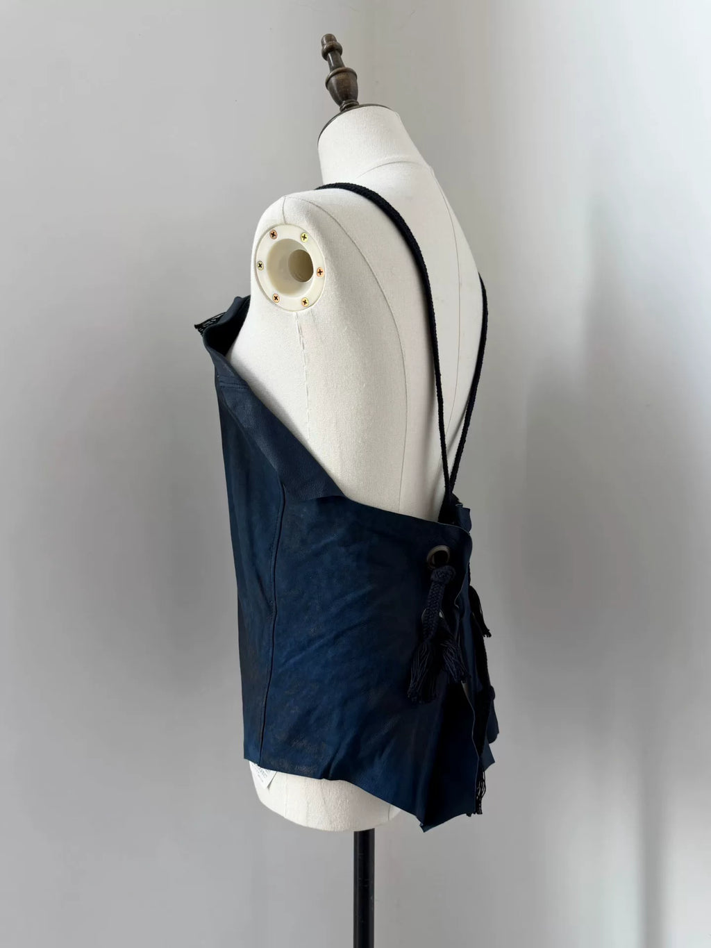 Issey Miyake 2007 Blue Runway Distressed Fringe Top