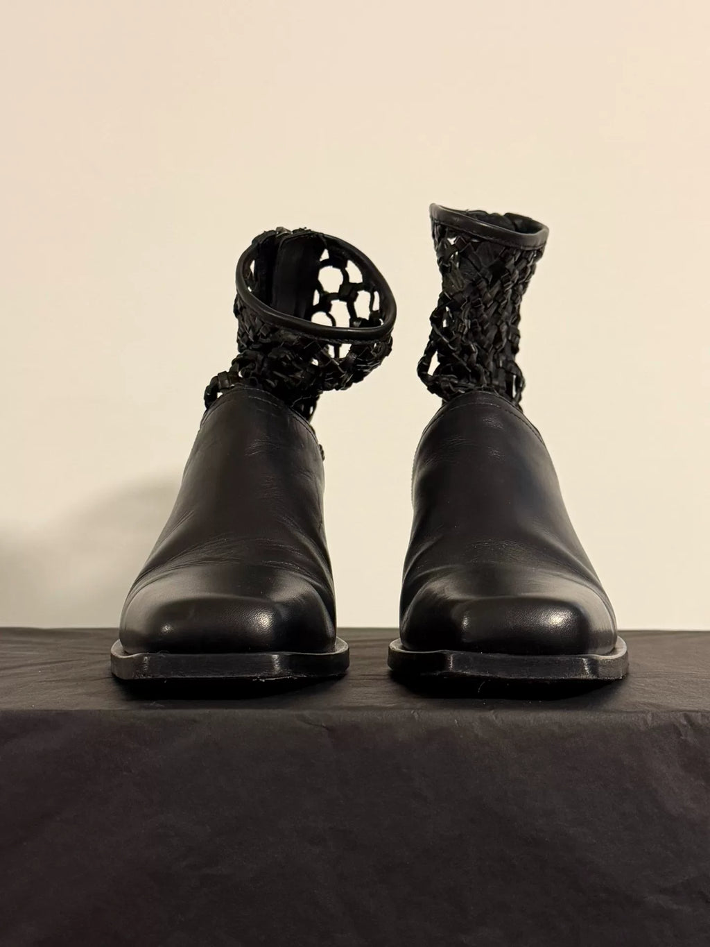 Ann Demeulemeester 1990s Hollow-Out Leather Boots