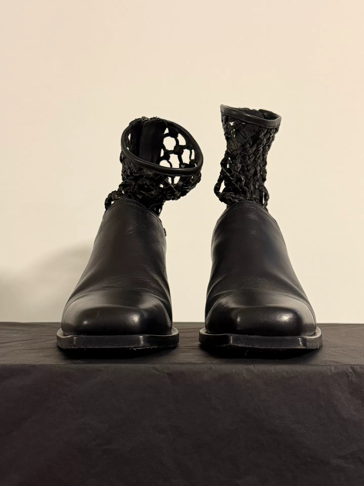 Ann Demeulemeester 1990s Hollow-Out Leather Boots