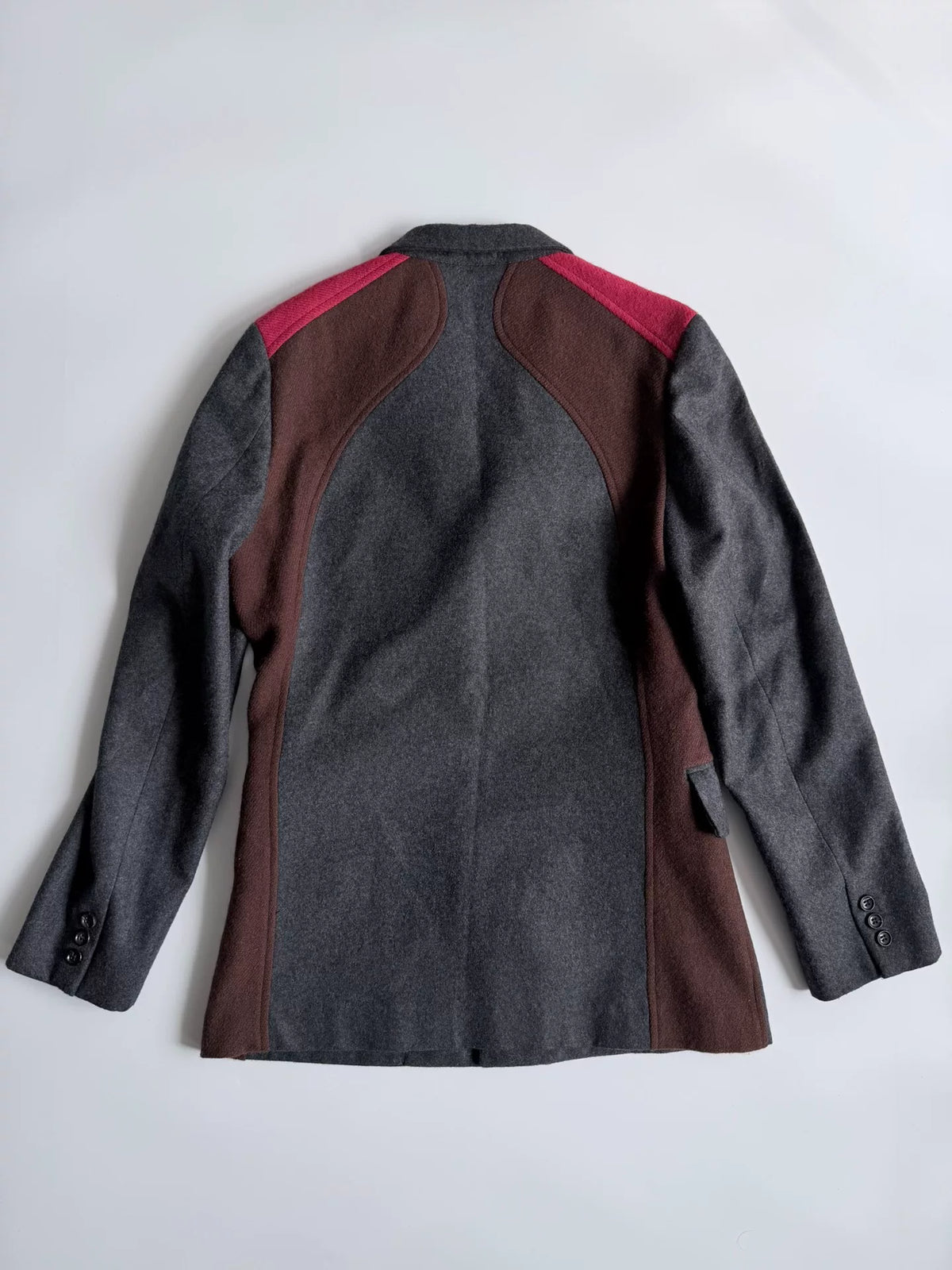 COMME DES GARCONS AW03 Grey Geometric Curve Wool Jacket