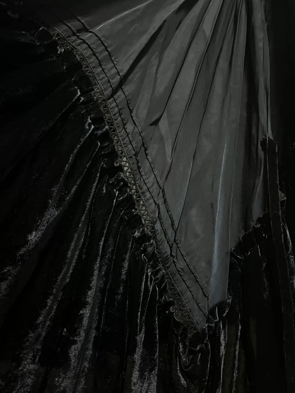 Comme des Garçons Rei Kawakubo Tricot Line Velvet Patchwork Skirt