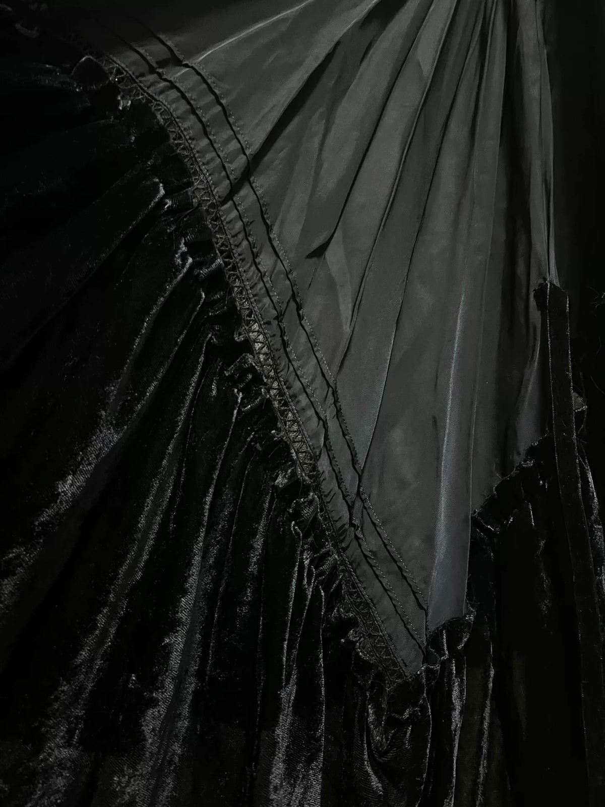 Comme des Garçons Rei Kawakubo Tricot Line Velvet Patchwork Skirt