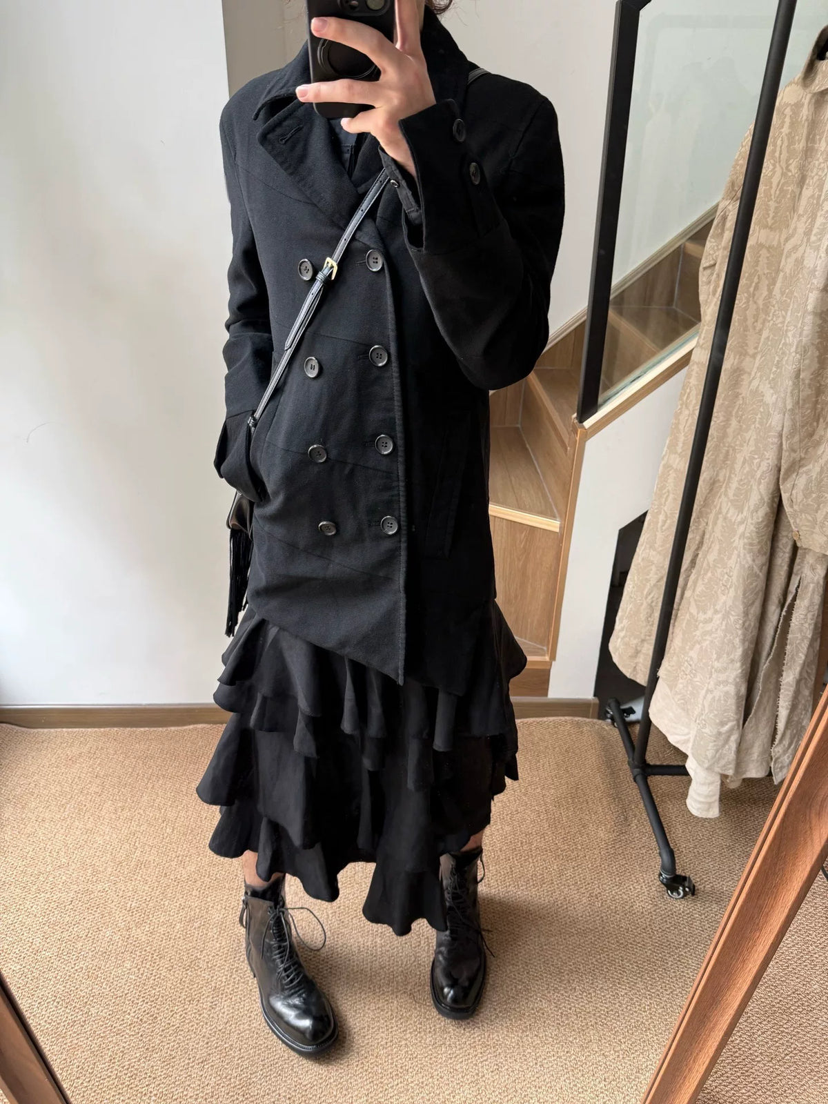 Comme des Garçons Homme Plus Runway Spiral Patchwork Double-Breasted Wool Coat
