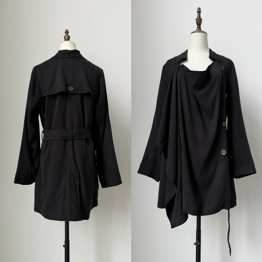 Issey Miyake 2005 main line draped collar trench coat