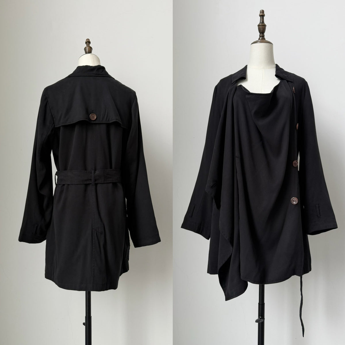 Issey Miyake 2005 main line draped collar trench coat