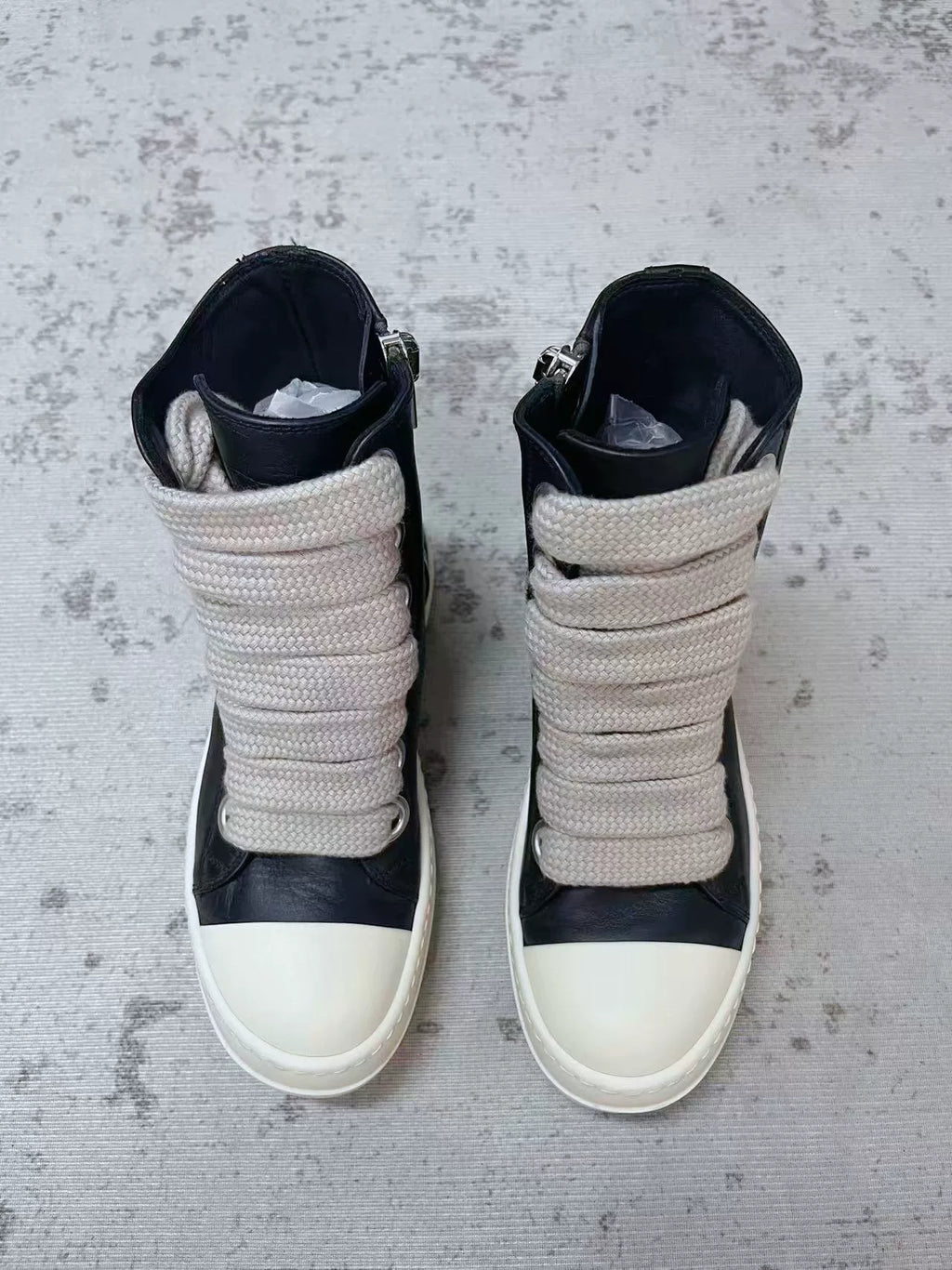 Rick Owens Black and White Tank Sole Large Converse Sneakers