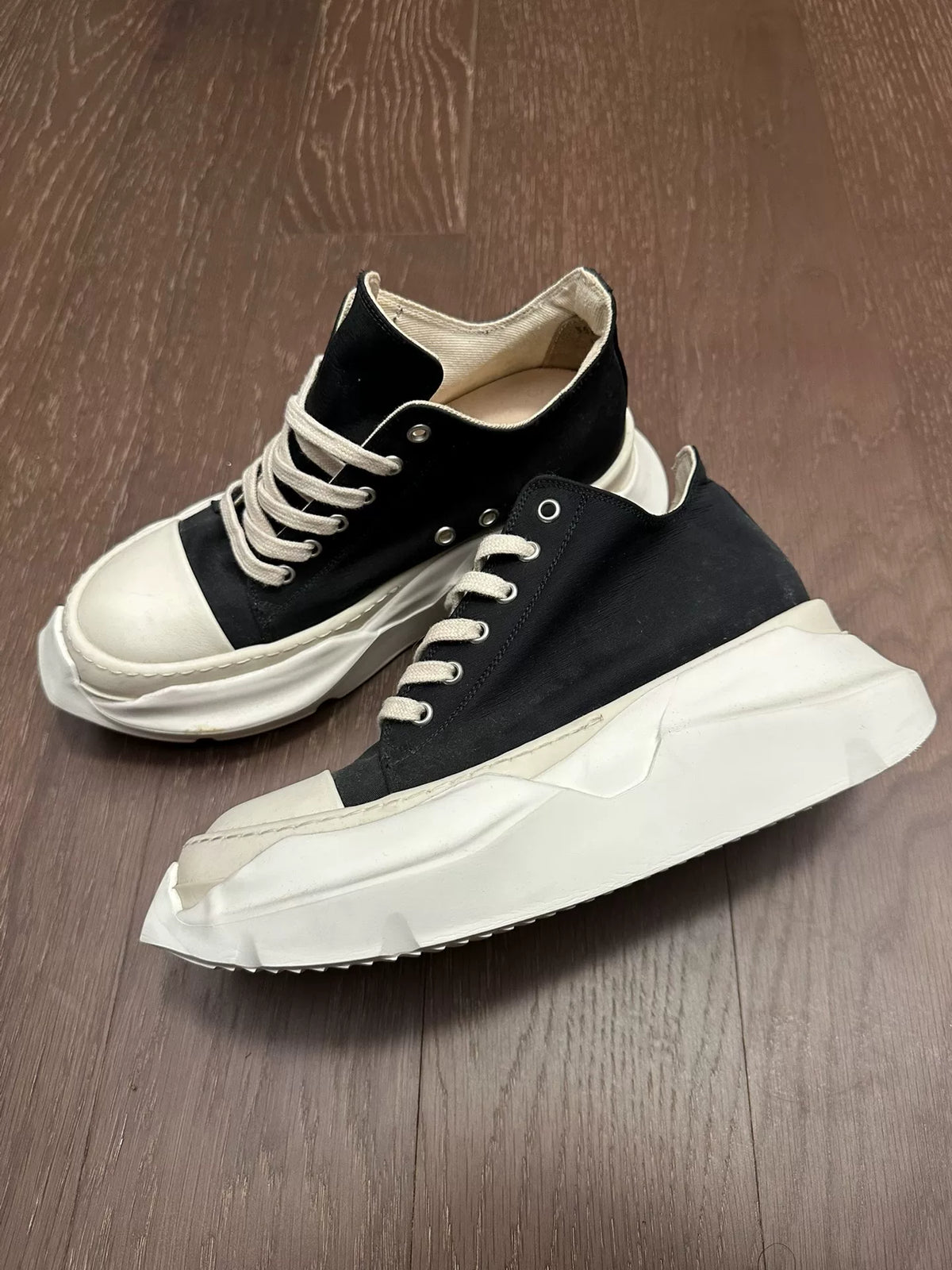 Rick Owens Black and White Tank Sole Large Converse Sneakers