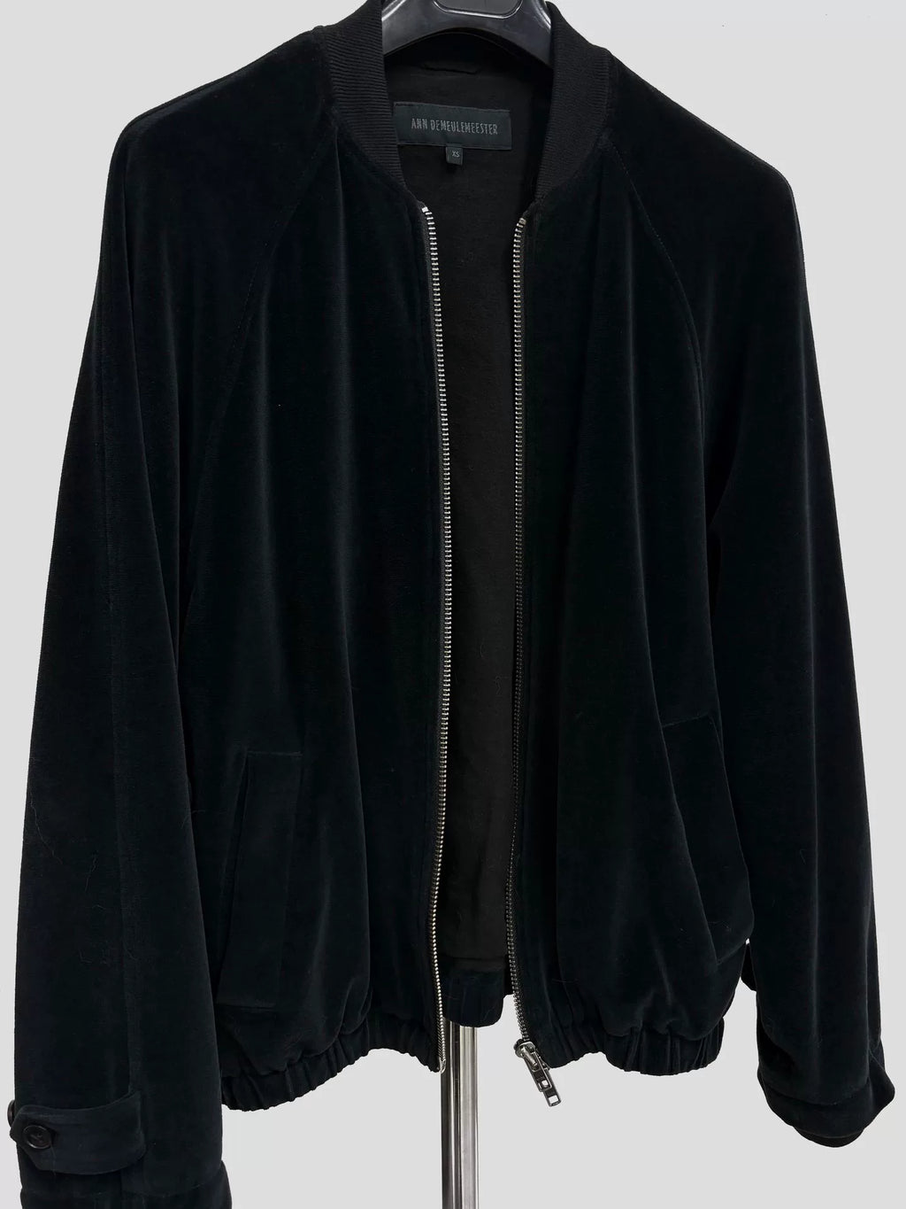 Ann Demeulemeester Black Velvet Zip Bomber