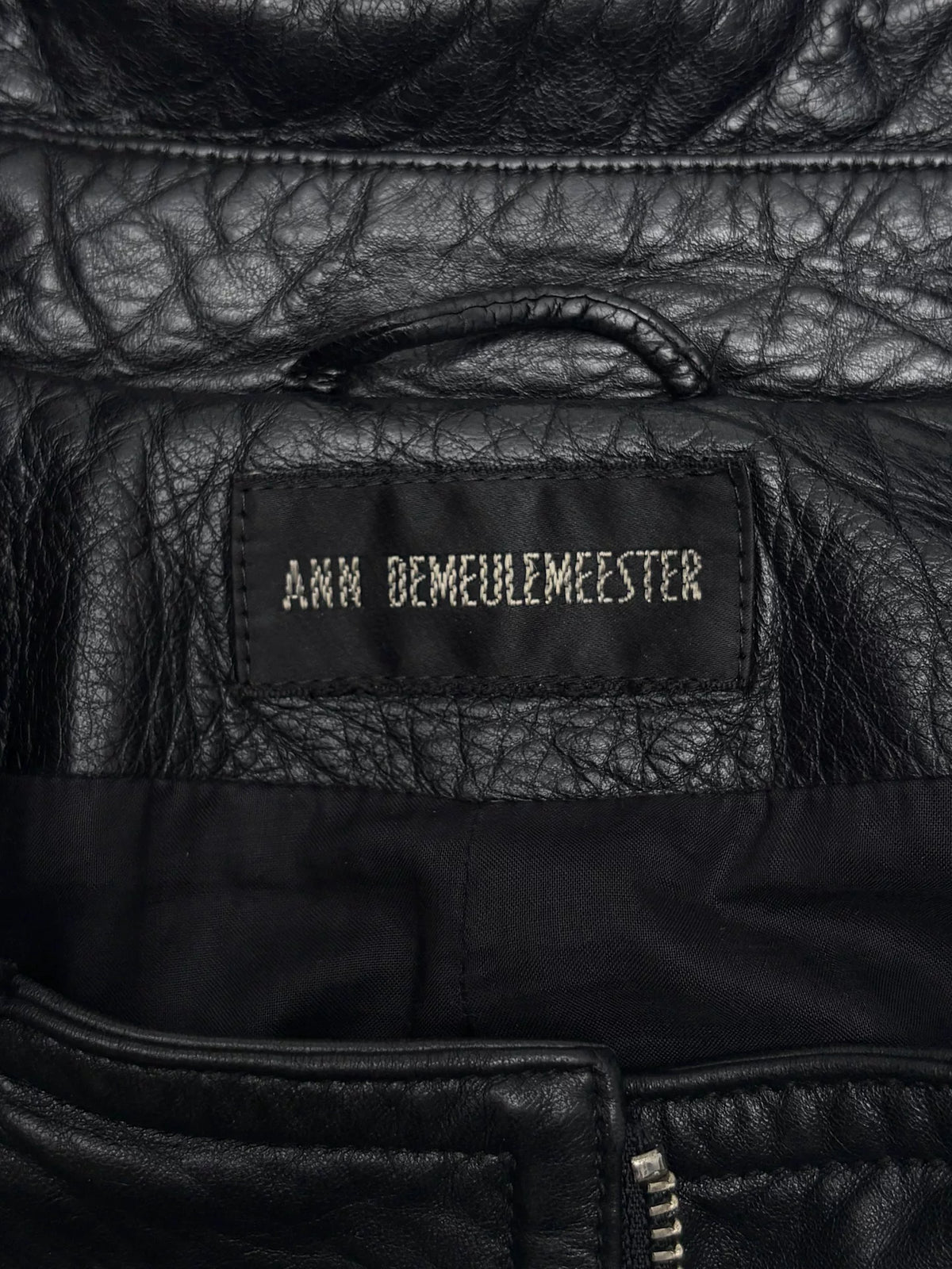 Ann Demeulemeester 2000s Black Asymmetric Zip-Up Leather Jacket