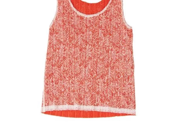 Issey Miyake Vintage Watermelon Red Floral Pleated Top