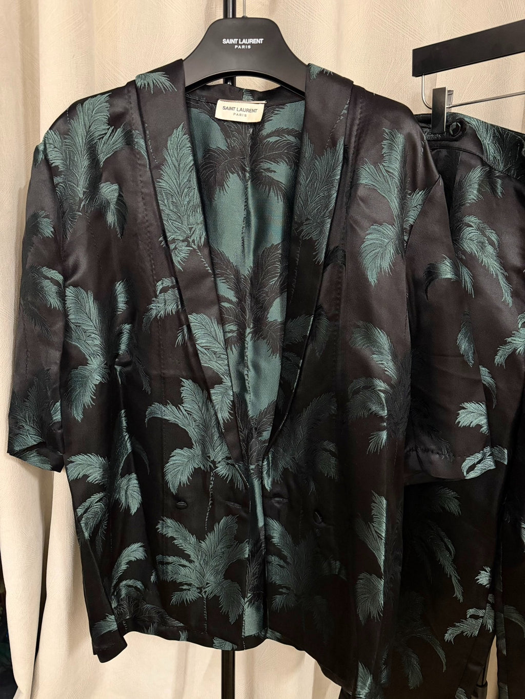 Saint Laurent Paris SS21 Palm Jacquard Silk Suit
