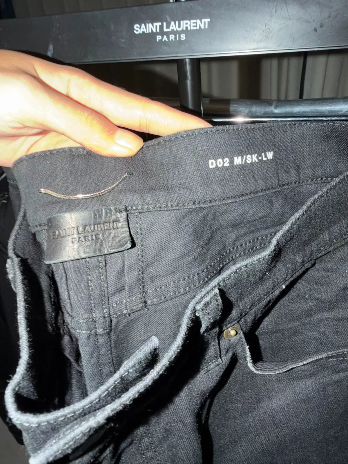 Saint Laurent D02 Black Rivet Distressed Denim Trousers by Hedi Slimane