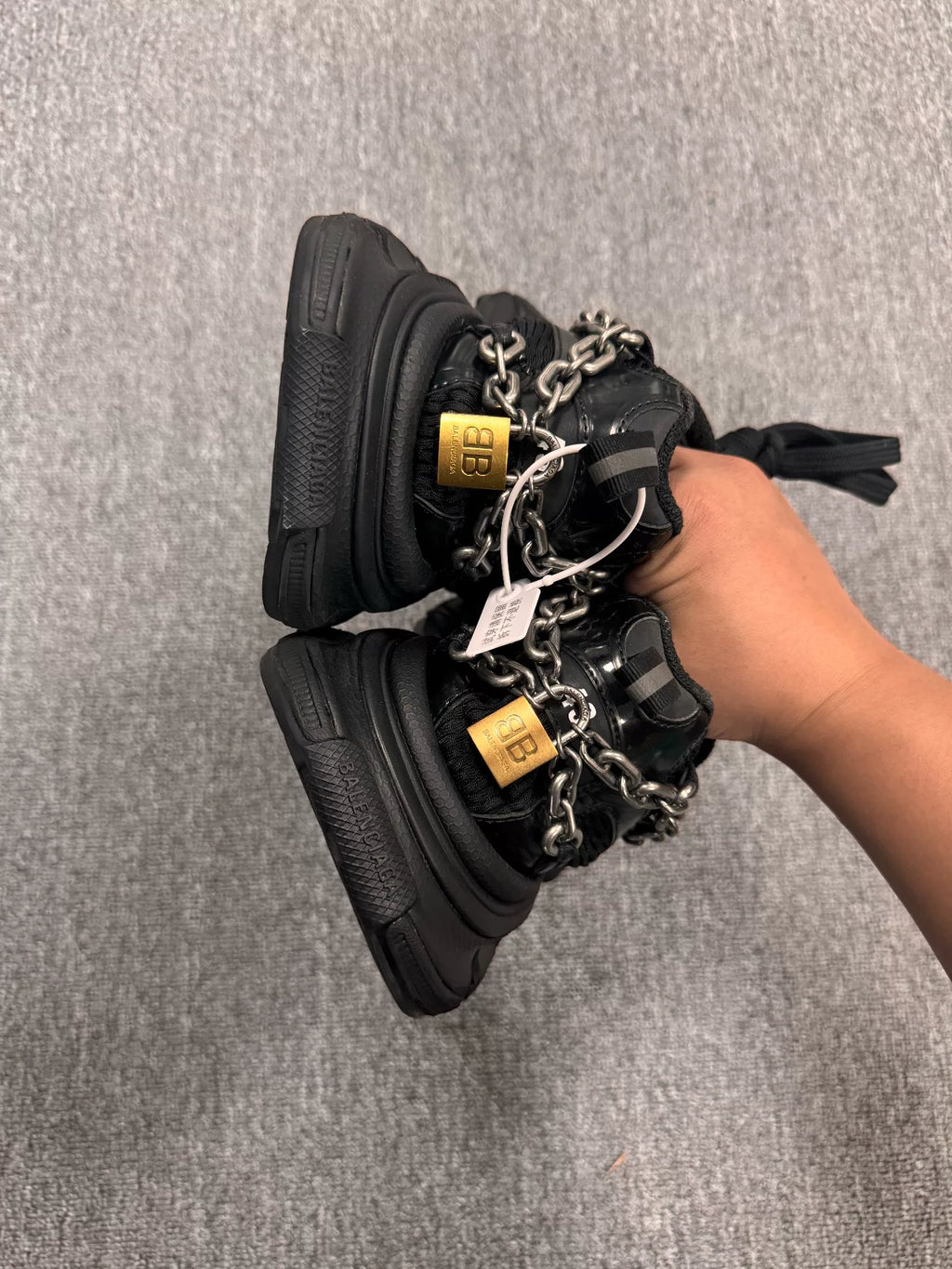 Balenciaga 3XL Black Chain Sneakers
