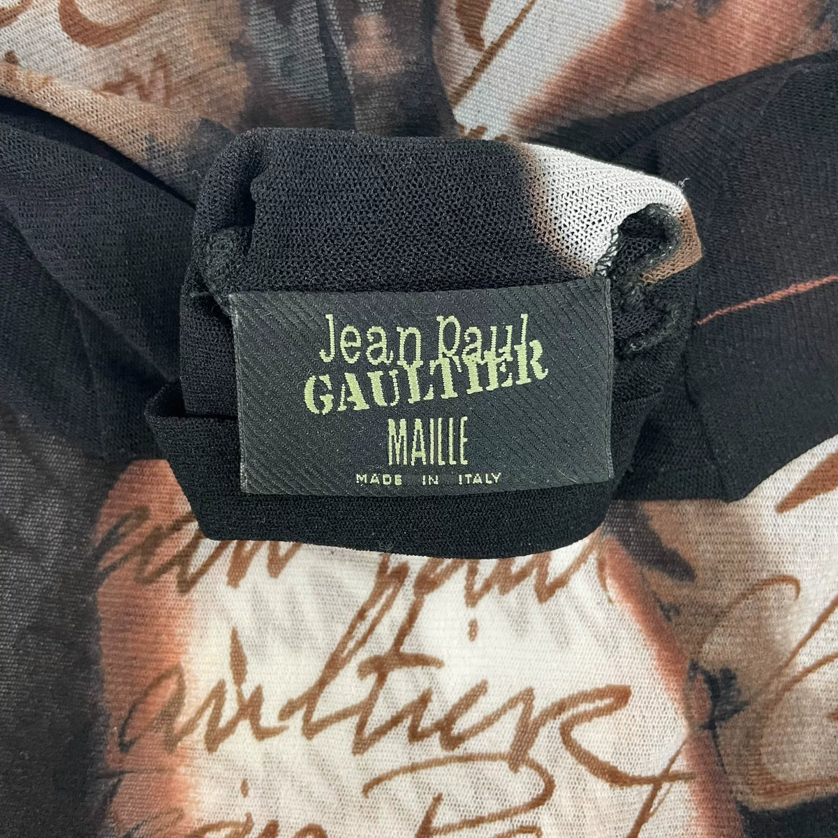 1997 Fall/Winter Jean Paul Gaultier Couple Print Turtleneck Mesh T-Shirt