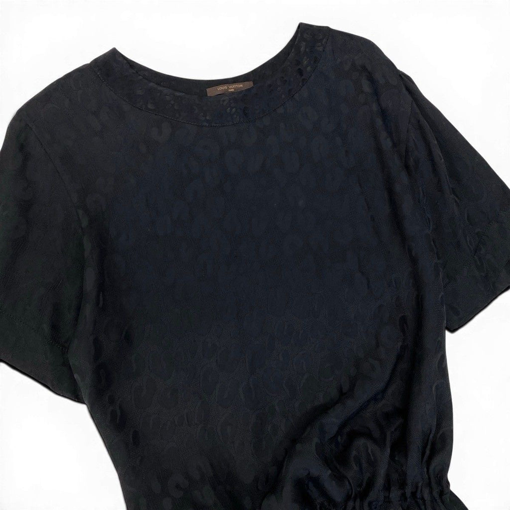 Louis Vuitton Leopard Print Silk Short Sleeve Dress