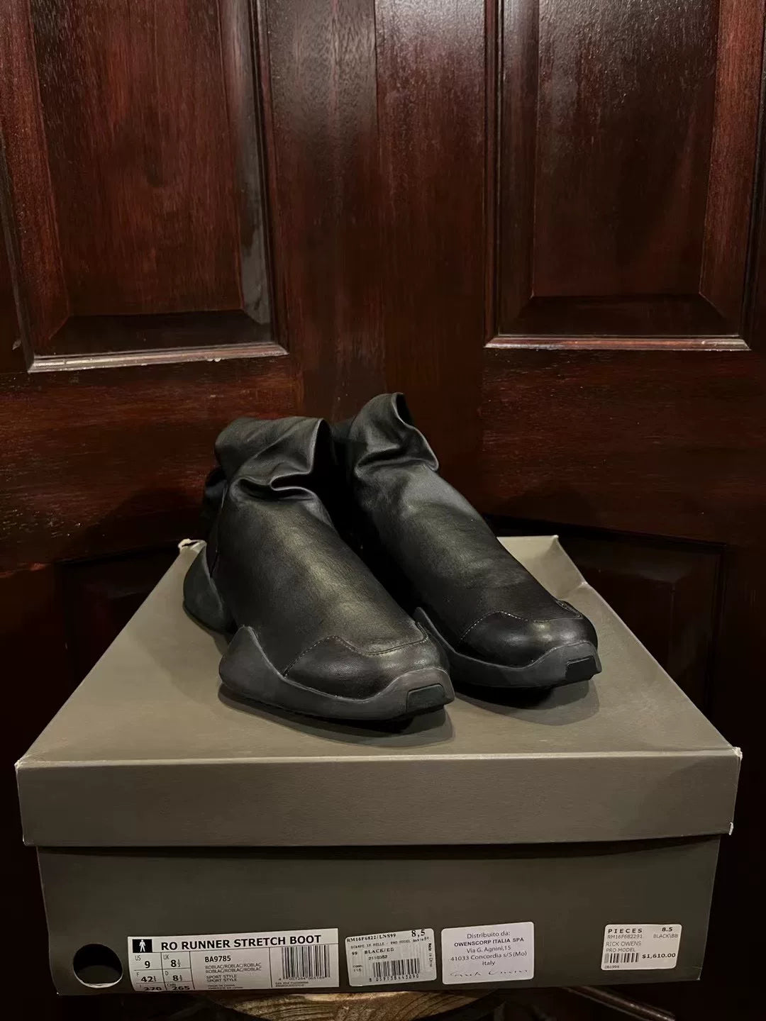 Rick Owens × ADIDAS Black Runner Stretch Horsebit Sock Boots