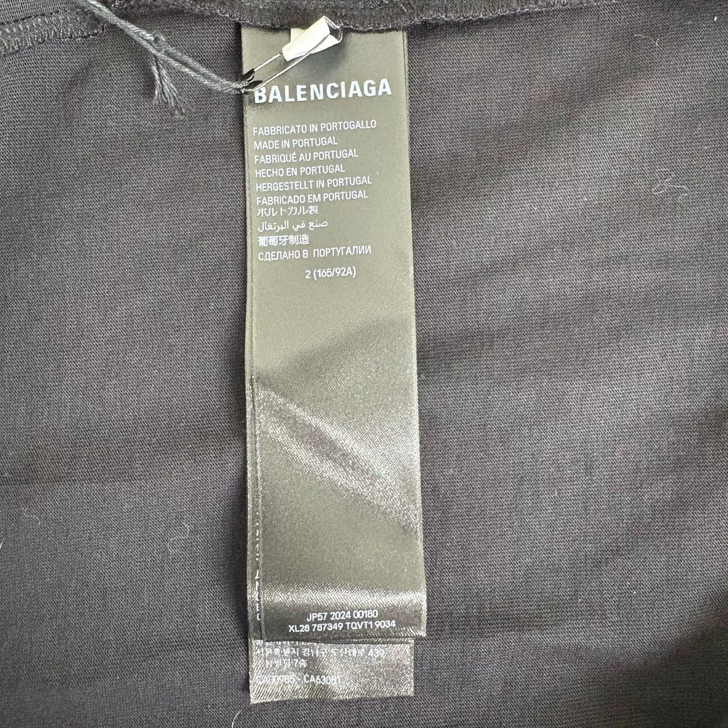 Balenciaga SS24 Black Mud‑Dyed Double B Logo Top